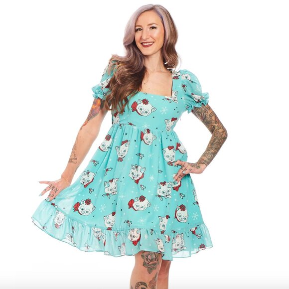 SOURPUSS CHRISTMAS KITTIES CREAM PUFF DRESS -- Medium, NWT - Picture 3 of 6